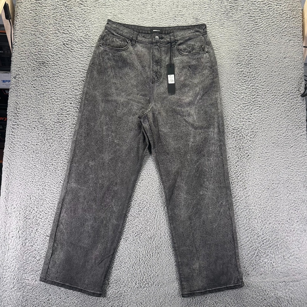 Fashion Nova Crack The Code Jeans Mens 34x30 Gray Cotton Denim Straight Baggy